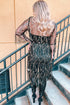 Sequin Sheer Long Sleeve Open Front Kimono